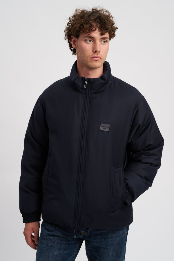 Piumino reversibile in twill misto lana - 1