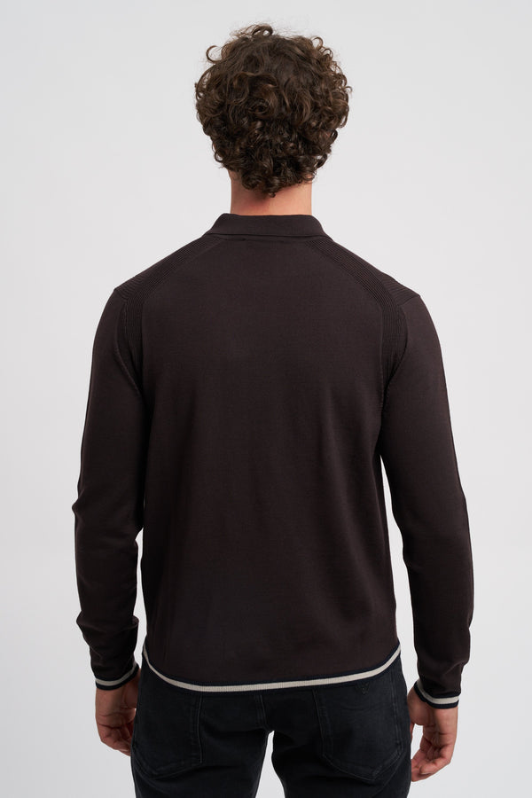 Zip-up polo neck sweater in shaved virgin wool - 4