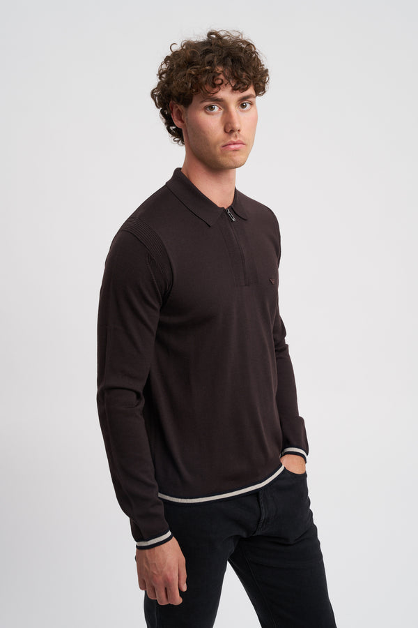 Zip-up polo neck sweater in shaved virgin wool - 5