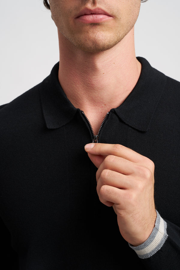 Zip-up polo neck sweater in shaved virgin wool - 2