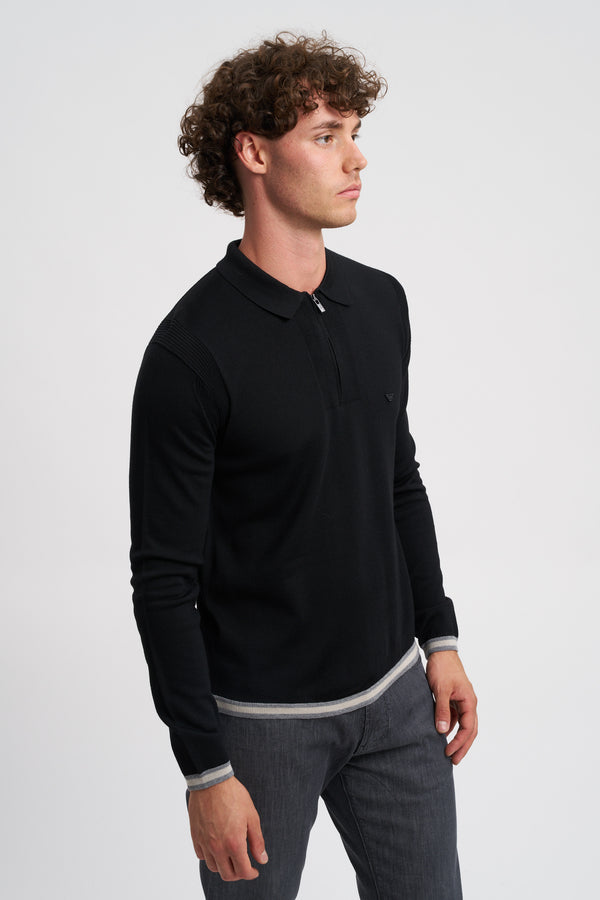 Zip-up polo neck sweater in shaved virgin wool - 5