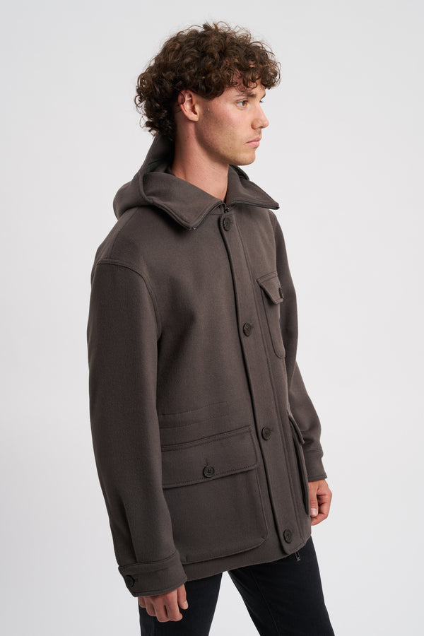 Hooded blouson in wool cloth - 2