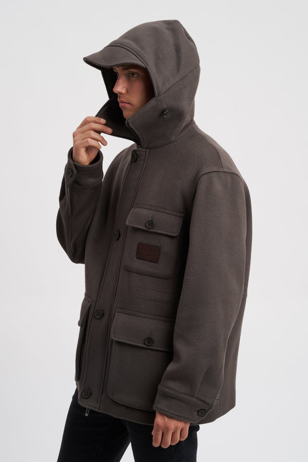 Hooded blouson in wool cloth - 3