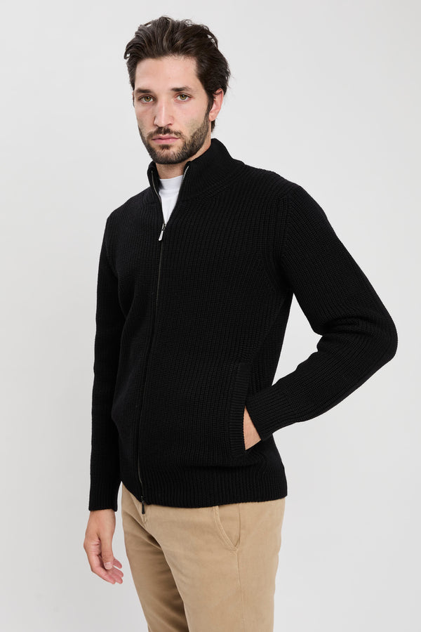 Cardigan con zip in lana merino - 3