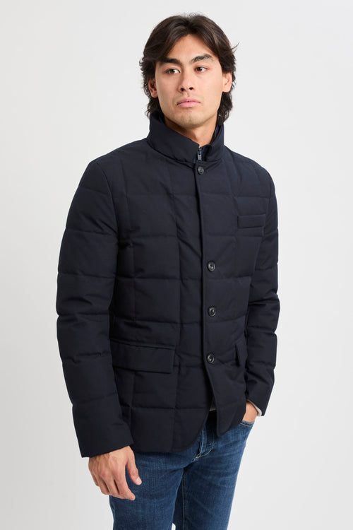 Double Front Short Down Jacket in Canvas Mélange-2