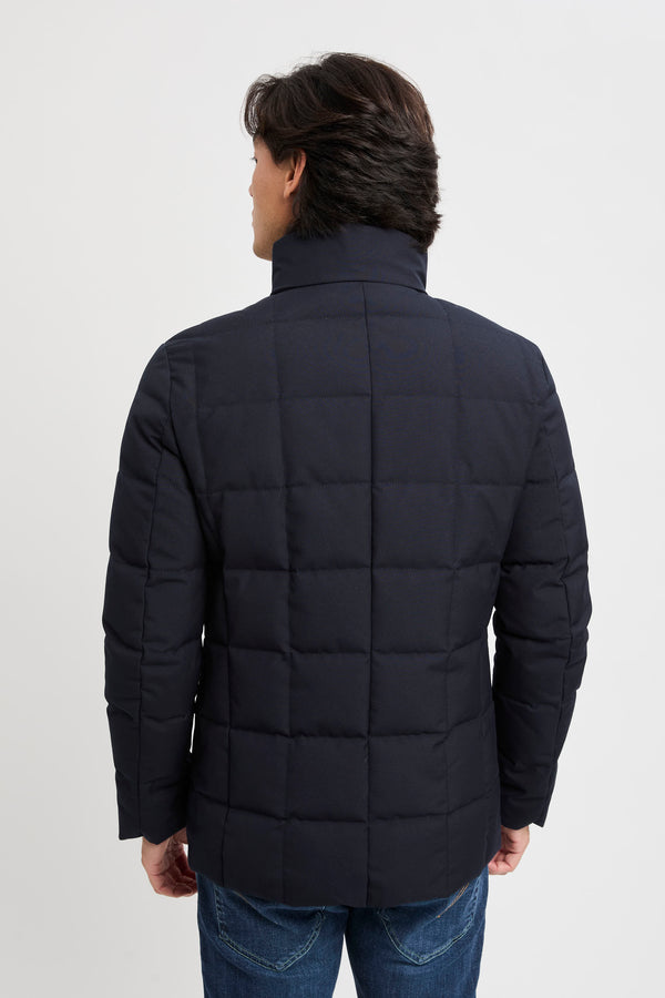 Kurze Daunenjacke mit doppelter Vorderseite aus meliertem Canvas - 5