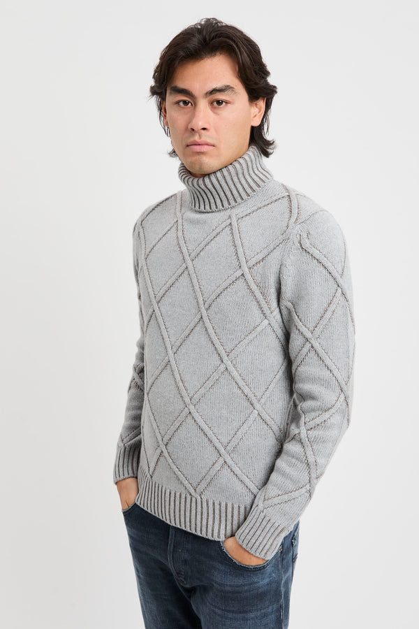 Rollkragenpullover aus Rauten-Jacquard - 3