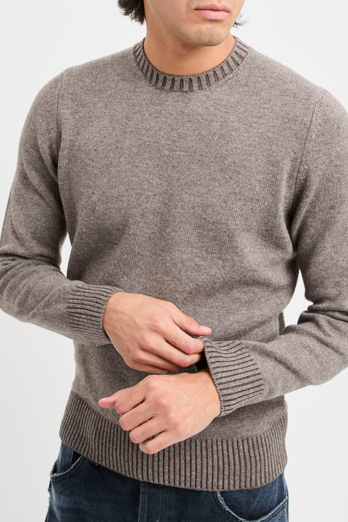 Crew neck sweater in wool and cashmere blend-2