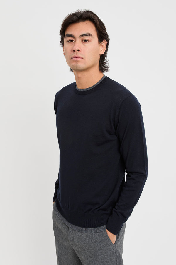 Crew neck sweater with contrasting profiles - 3