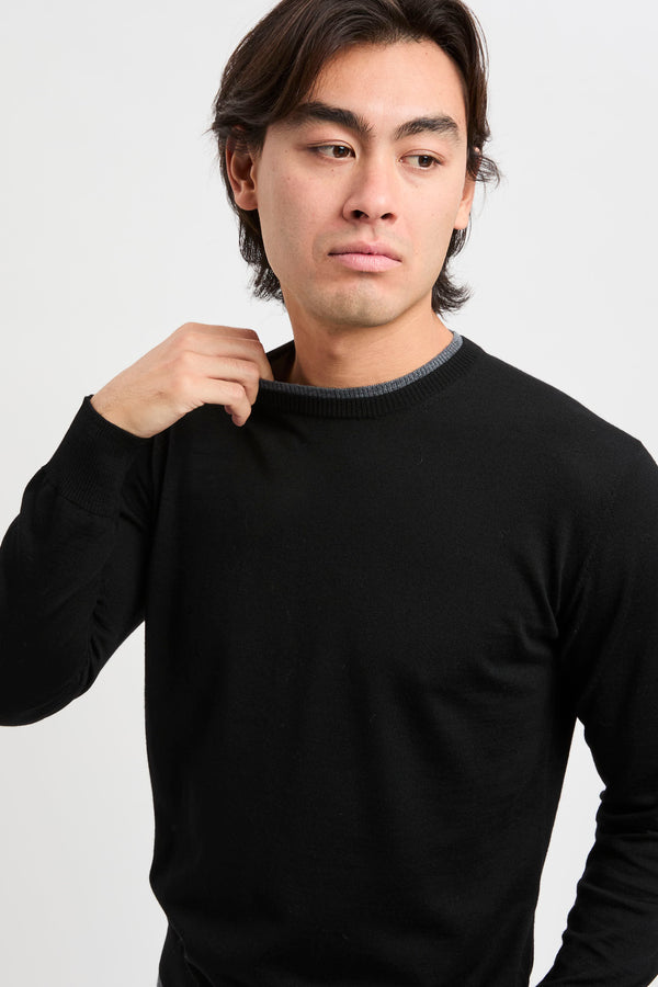 Maglia girocollo con profili a contrasto - 3