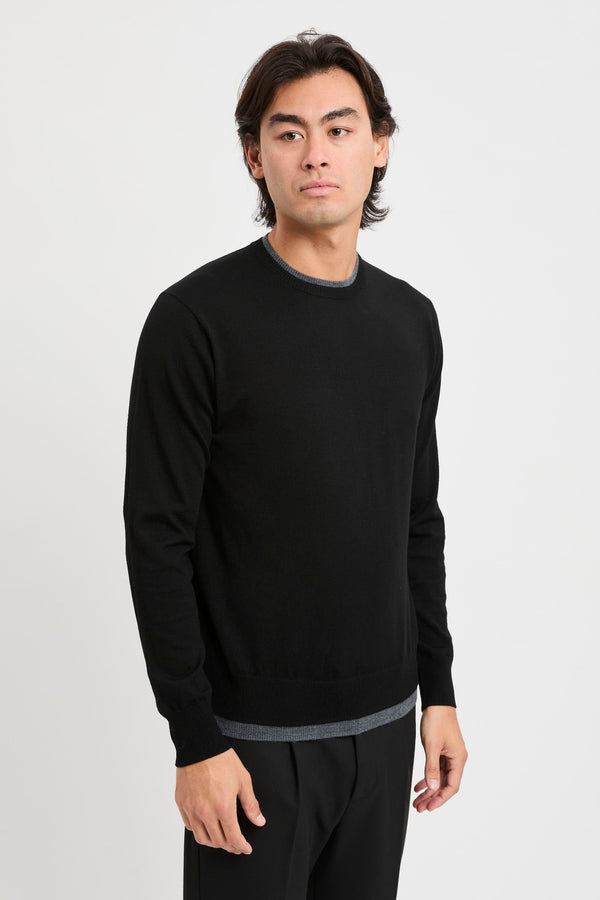 Maglia girocollo con profili a contrasto - 1