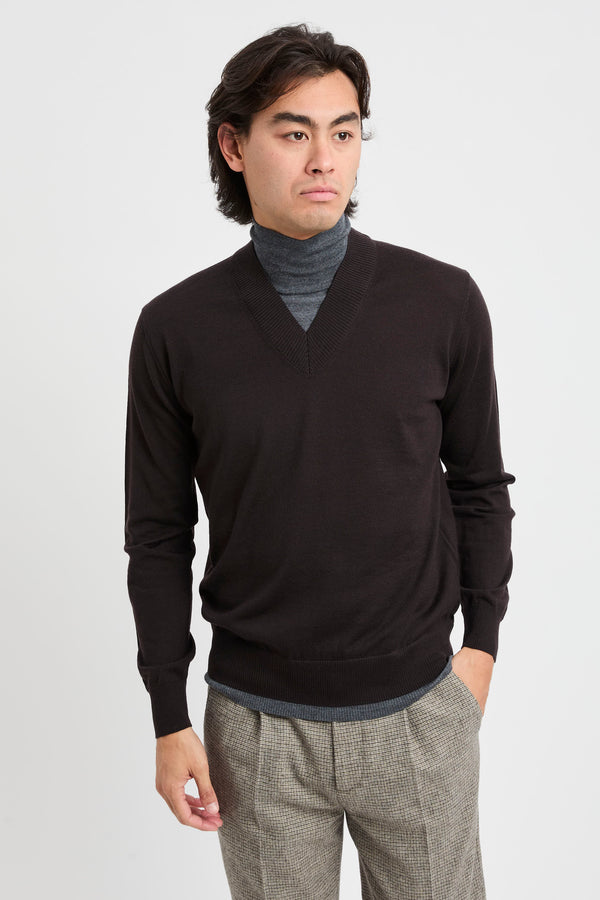 Maglia dolcevita con scollo a V - 7