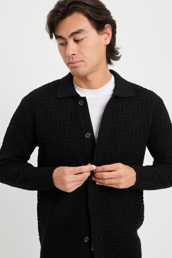 Diagonal stitch cardigan - 1