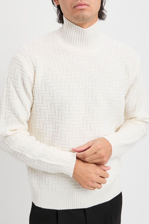 Diagonal stitch turtleneck sweater-2