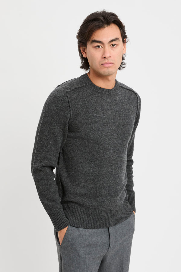 Crew neck sweater with raised stitching - 3
