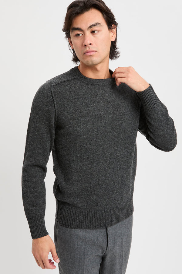 Crew neck sweater with raised stitching - 4