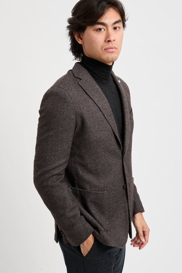 Einreihige Jacke mit Fischgrätenmuster - 3