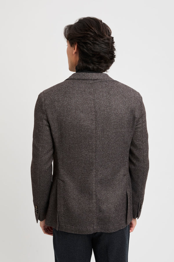 Einreihige Jacke mit Fischgrätenmuster - 5