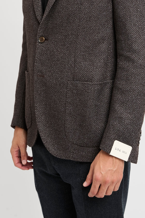 Einreihige Jacke mit Fischgrätenmuster - 6