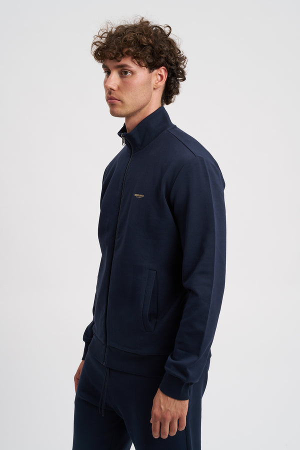 Full-zip, high-neck sweatshirt in interlock cotton blend with logo - 3