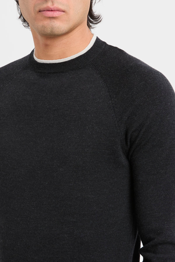 Maglia girocollo con profili a contrasto - 2