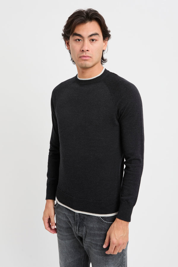 Maglia girocollo con profili a contrasto - 3