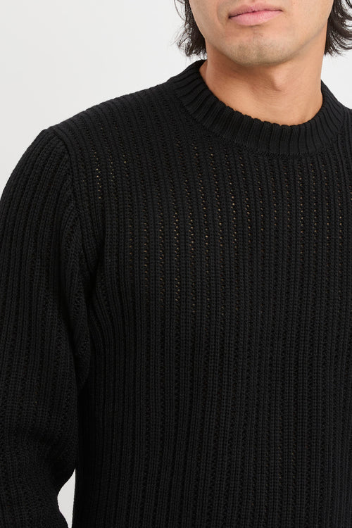 Ribbed openwork crew neck-2