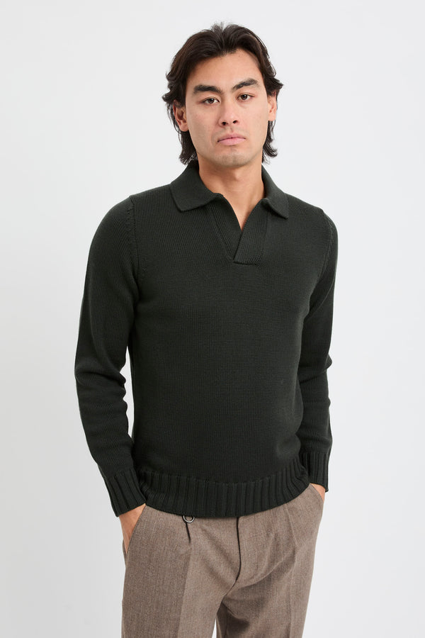 Gestricktes Poloshirt aus Schurwolle - 1