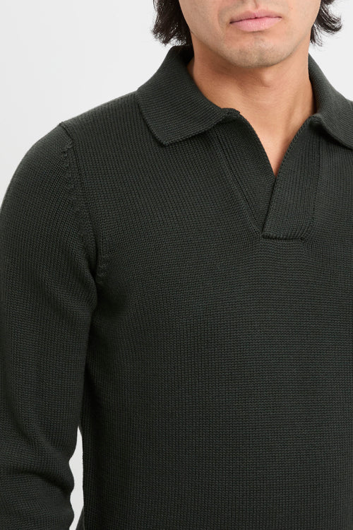 Virgin wool knitted polo shirt-2