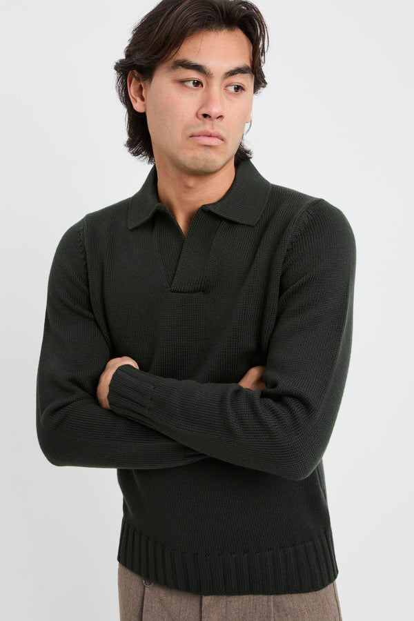 Gestricktes Poloshirt aus Schurwolle - 6