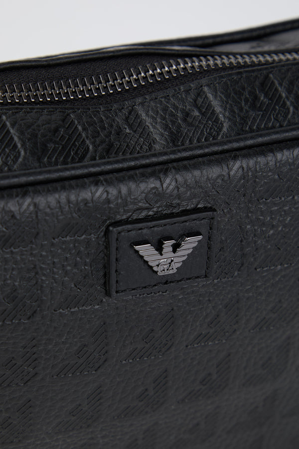 All-over eagle embossed leather beauty bag - 4