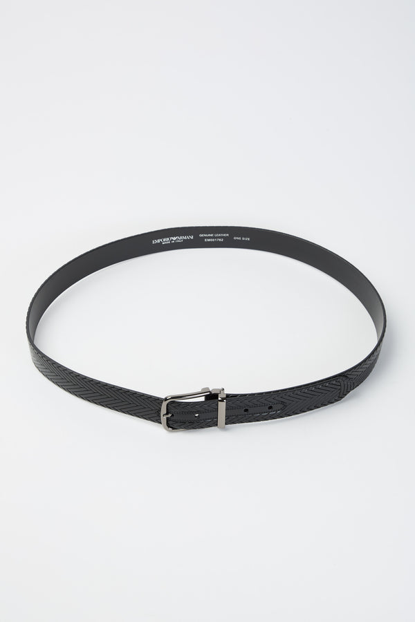 Cintura in pelle stampa intreccio - 2