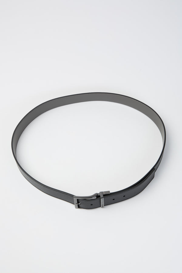 Cintura reversibile in pelle stampa palmellata - 2