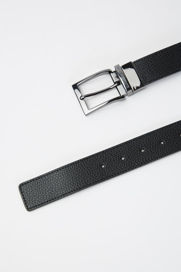 Cintura reversibile in pelle stampa palmellata - 1