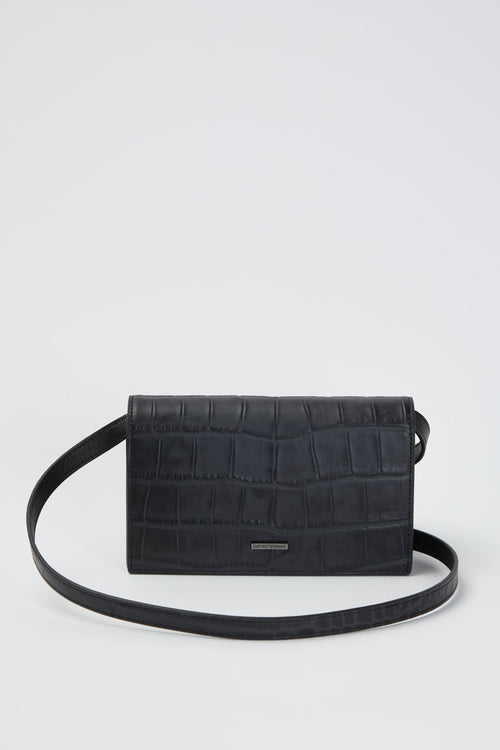 Tech case con tracolla in pelle stampa cocco