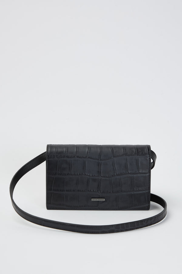 Tech case con tracolla in pelle stampa cocco - 1