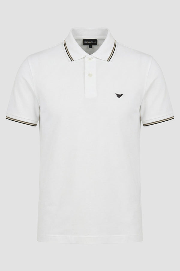 Polo slim fit in piquet stretch con micro Eagle - 1
