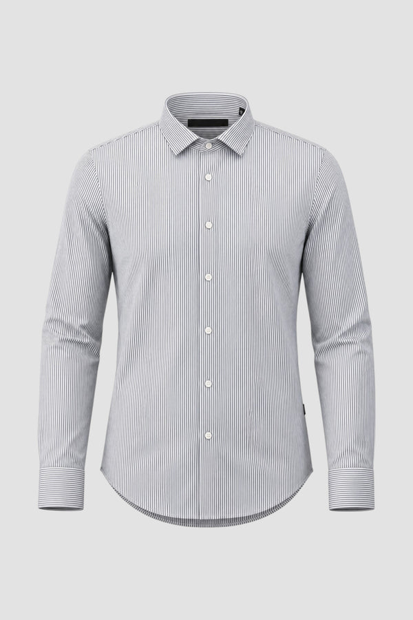 Oxford Jacquard Stripe Open Shirt - 1