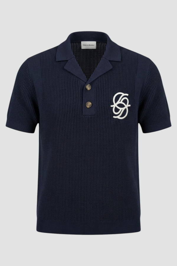 Monogram knit polo shirt - 1