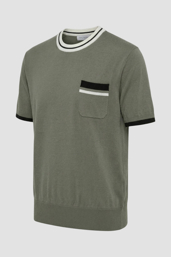 Crew-neck silk and cotton top with contrasting trim - 2