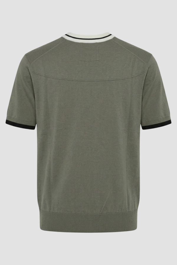 Crew-neck silk and cotton top with contrasting trim - 3