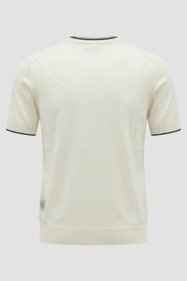 Crew-neck silk and cotton top with contrasting trim - 3