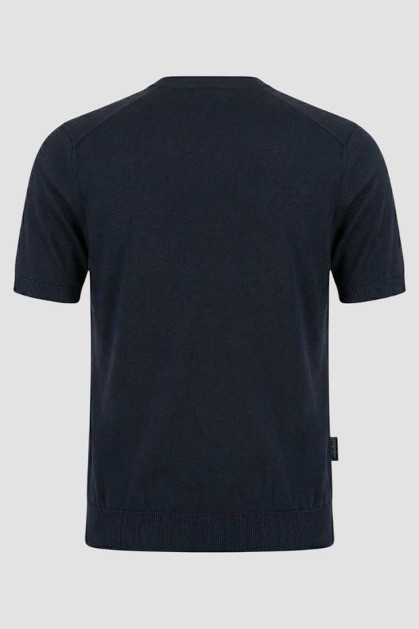 Maglia girocollo in seta e cotone con profili a contrasto - 3