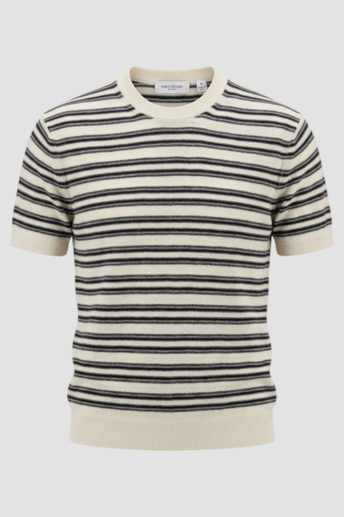 Striped crew neck silk sweater