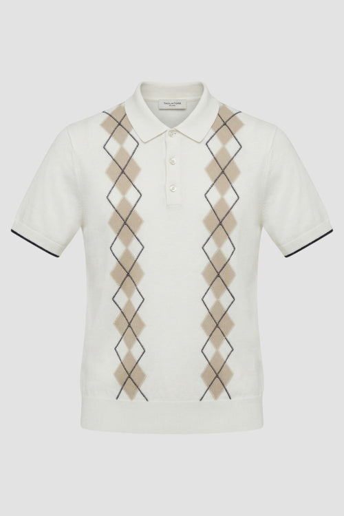 Cotton polo shirt with argyle pattern