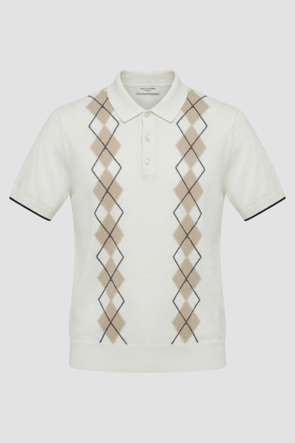 Cotton polo shirt with argyle pattern - 1