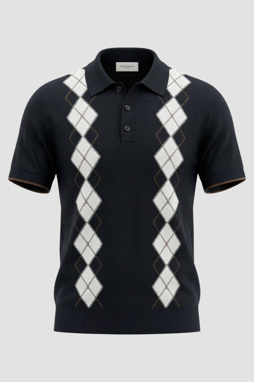 Cotton polo shirt with argyle pattern