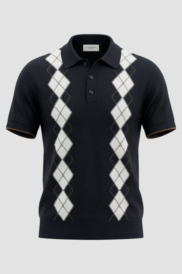 Cotton polo shirt with argyle pattern - 1