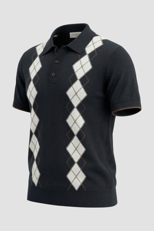 Cotton polo shirt with argyle pattern-2