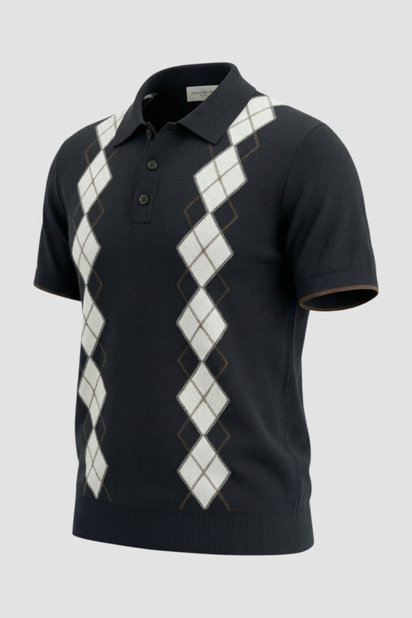 Cotton polo shirt with argyle pattern - 2